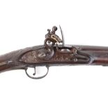 (S58) 16 bore Continental flintlock holster pistol (possibly Portuguese), with 14 ins decorated full