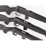 (S1) Three .22 Puma Hunter bolt action rifles, each with a 16 ins threaded barrel (capped), 8 shot m