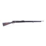 (S58) 11mm Mauser Mk I, bolt action rifle, 31 ins three band barrel with folding ladder rear sight,