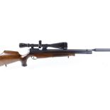 .177 Air Arms S400 Classic pre charged single shot air rifle, fitted moderator, pistol grip stock wi