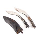 Two Kukri knives blades measuring 8½ and 8¾ ins