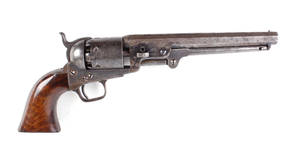 (S58) .36 M1851 Colt Navy percussion revolver c.1852, 7½ ins octagonal barrel with captive rammer, t