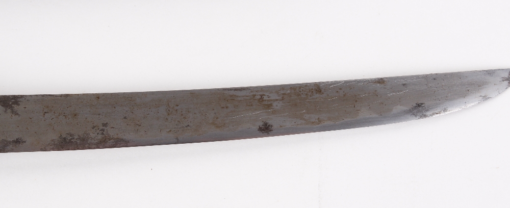 Japanese Tanto, 7½ ins blade, black lacquered grip, decorated painted Saya, 11½ ins overall - Image 4 of 6