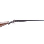 (S2) 12 bore double hammer gun by Midland Gun Co., 30 ins nitro proof barrels, ¼ & full, engine turn