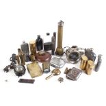 Quantity of militaria to incl. motorcycle lamp, pewter flasks, safety torch, oil bottles, cigarette
