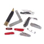 Nine various penknives, Swiss Army, and others