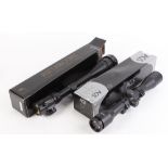 Boxed 3-9 x 40 AGS scope together with a boxed 6-24 x 50 rifle scope