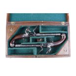 (S58) A pair of Queen Anne cannon barrel flintlock pistols by Griffin & Tow of London (1768-79), eac