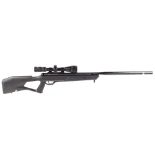 .22 Benjamin Trail Mk2 break barrel air rifle, moderated barrel, black synthetic stock, mounted 3-9