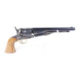 (S1) .44 Uberti black powder percussion revolver, 8 ins round barrel with captive rammer, engraved 6