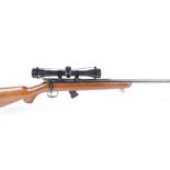 (S1) .22 JW-15A bolt action rifle, 24 ins barrel, 10 shot magazine, mounted 4 x 32 scope, semi pisto