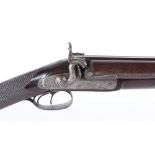 (S58) 12 bore double percussion wildfowling gun for B. Kittredge & Co., 28 ins heavy damascus twist