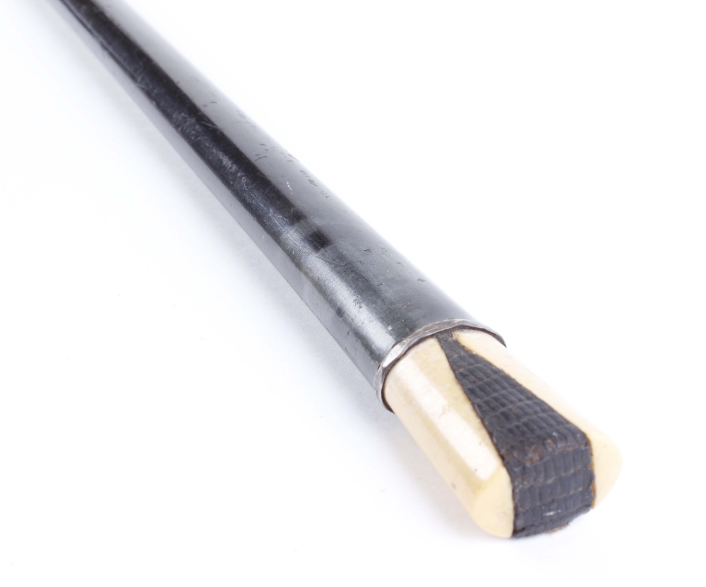 Ebony walking cane, with bone handle and silver collar - Image 3 of 3