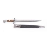 British M1888 Lee Metford rifle bayonet, 12 ins double edged blade stamped VR with crown cypher and