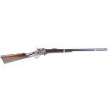 (S2) .410 Italian Sharps falling block carbine, 24 ins half stocked round barrel (nitro proof), rais