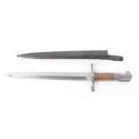 M1918 Swiss Schmidt Rubin bayonet, 12 ins double edged blade stamped ELSENER SCHWYZ, metal studded w