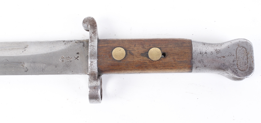 British M1888 Lee Metford rifle bayonet, 12 ins double edged blade stamped VR with crown cypher and - Image 3 of 3