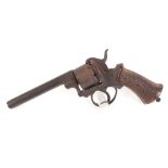 (S58) 9mm pinfire revolver (a/f, losses), Belgian, 5 ins octagonal barrel, steel frame, wood grips