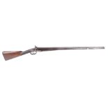 (S58) 16 bore double percussion sporting gun by Boss c.1845-50, 31 ins damascus barrels, brass mount