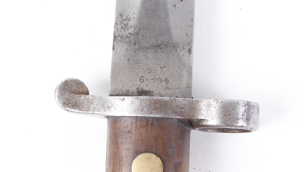 British M1888 Lee Metford rifle bayonet, 12 ins double edged blade stamped VR with crown cypher and - Image 2 of 3