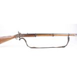 (S2) 12 bore Percussion Enfield type musket, 35½ fullstocked and steel banded barrel, with steel ram