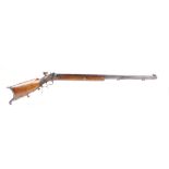 (S58) 10mm Continental percussion target rifle, 31 ins damascus twist heavy octagonal barrel, tunnel