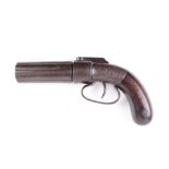 (S58) .31 Percussion Pepperbox 6 barrel revolver, bar hammer double action (cylinder rotation a/f),