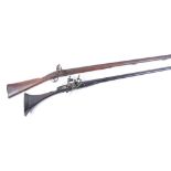 (S58) .600 Flintlock musket with 42 ins full stocked two stage barrel, (ramrod missing) steel lock s
