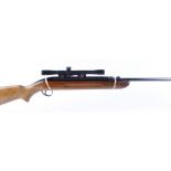 .22 BSA Airsporter underlever air rifle (wood a/f - crack at wrist), open sights, BSA x2 scope, no.