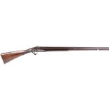 (S58) 12 bore percussion long gun (drum and nipple conversion), 42½ ins two stage barrel, fullstocke