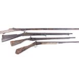 (S58) Four various Matchlock, Miquelet and Percussion long guns principally for parts