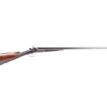 (S2) 12 bore double hammer gun by Armstrong & Co., 30 ins damascus barrels (recent nitro proof), ¾ &