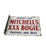 Original Enamelled Mitchell's XXX Bogie Tobacco Advertising Sign, a double sided flanged example