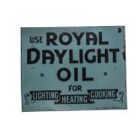 Original Enamelled Royal Daylight Advertising Sign, a double sided flanged example with black