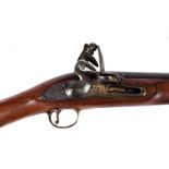 An East Indian 1808 restocked flintlock rifle, having lion holding a crown stamped to the lock