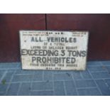 Cast Iron Bridge Notice, an original notice black on white, inscribed All Vehicles Exceeding 3