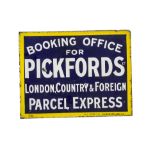 Original Enamelled Pickfords Advertising Sign, a double sided flanged example with white lettering