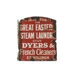 Original Enamelled Great Eastern Steam Laundry Advertising Sign, a double sided flanged example with