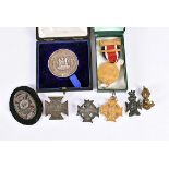 A collection of 1st Sussex Rifles items, including a white metal No.7 Coy Champions badge (