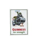 Enamelled Guinness Advertising Sign Guinness For Strength depicting a Steam Road Roller marked
