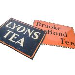 Two Original Brooke Bond and Lyon's Advertising Signs, two printed tin signs Brooke Bond Tea black