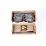 A pair of WWII RAF Mark VIII goggles, complete in original box, original spare tinted lens and No.