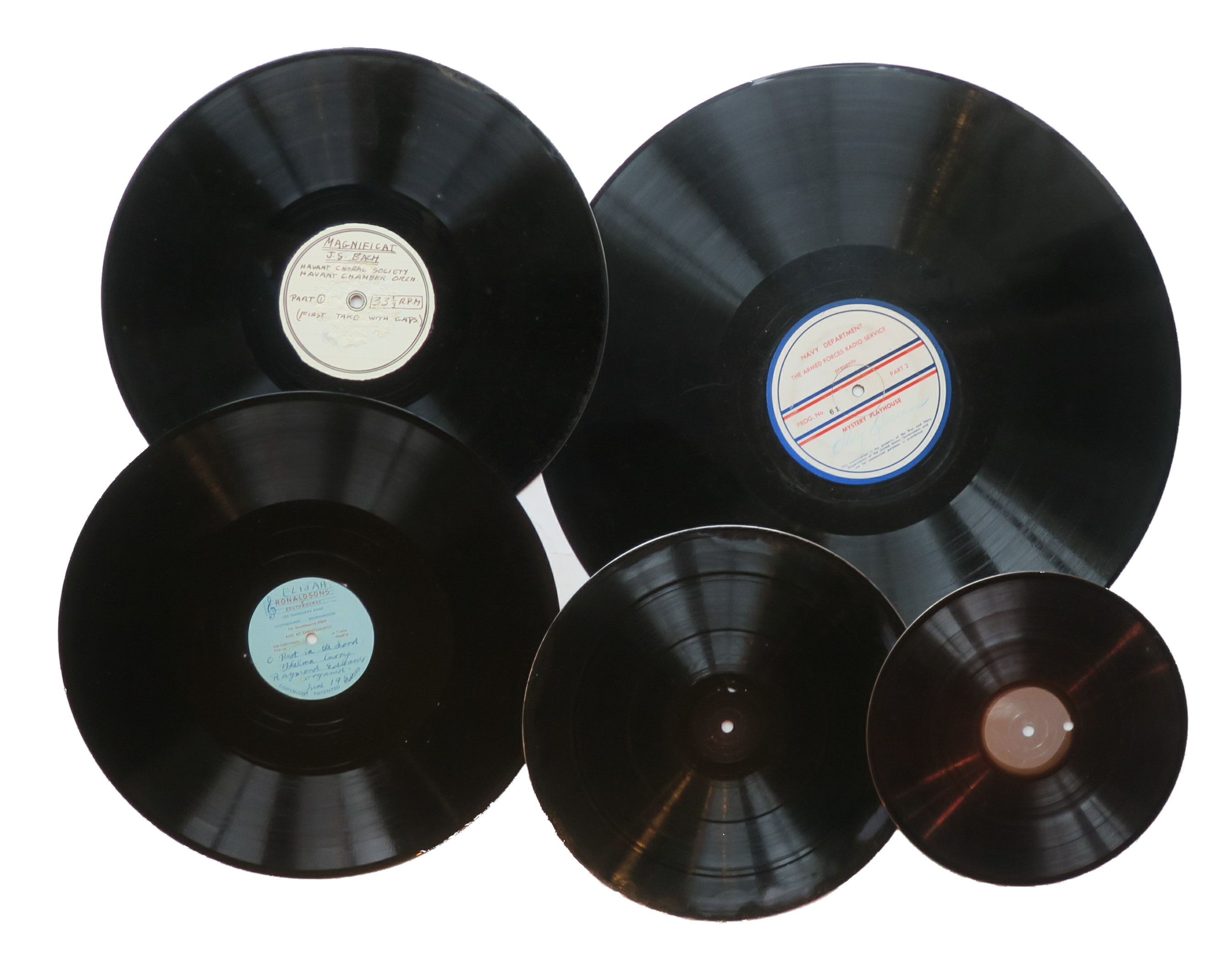 Private recordings, mainly lacquer: approximately 70; and ten U.S. Navy 33 1/3 16-in vinyl discs (
