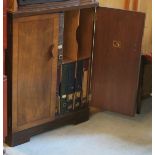 Record cabinet, HMV, 1930s, in walnut veneer, containing 20 12-inch albums of light classical
