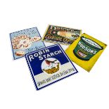 Enamelled Advertising Signs, four small pictorial examples Robin Starch, Wrights Coal Tar Soap,
