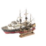 Large Unpowered Model of an Oil Rig Rescue Boat or Similar, constructed in wood and plastic and