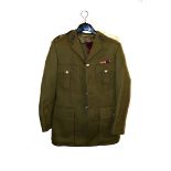 A 1980s Royal Engineers uniform with brown leather belt, together with a beret, a selection of