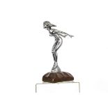 1950s Car Mascot, a chrome mascot in the form of a female nude in Spirit of Ecstasy pose on carved