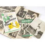 Don Bradman, a signed photograph of Don Bradman (15cm x 20cm) together with two large scrap books of