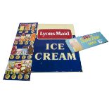 Original Lyons Ice Creams Advertising Signs, three signs all printed tin comprising Lyons Maid Ice